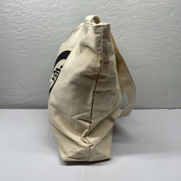 Seattle Space Needle Canvas Tote Bag Black Graphic Hook Loop Closure Cotton - Picture 4 of 9